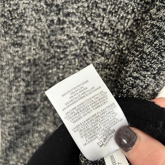 Express Gray Silver Sparkly V Neck Bodysuit Sz S - Picture 3 of 5